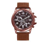 OIDEA Orologio tattico analogico da uomo: orologio al quarzo con numeri arabi quadrante decorativo con tre occhi con lancette luminose cinturino in nylon - per regalo, marrone, striscia