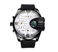 OIDEA Orologio Uomo Analogico Sportivo: Orologi con Quadrante Grande e 3 Movimenti 3 Fusi Orari Cinturino in PU - Regalo Compleanno Natale Casual Bianco