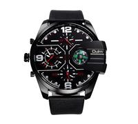 OIDEA Orologio Uomo Analogico Sportivo: Orologi con Quadrante Grande e 3 Movimenti 3 Fusi Orari Cinturino in PU - Regalo Compleanno Natale Casual Rosso