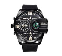 OIDEA Orologio Uomo Analogico Sportivo: Orologi con Quadrante Grande e 3 Movimenti 3 Fusi Orari Cinturino in PU - Regalo Compleanno Natale Casual Oro