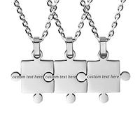 OIDEA Set di Collane Uomo Donna in Acciaio Inossidabile 3 Pezzi Pendente Personalizzato Ciondoli Puzzle Amicizia Best Friends Regalo Colore Argento Sorella Figlia Amici(Incisione Gratuita)