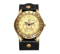 OIDEA Steampunk - Orologio rotondo unisex con cinturino in pelle e numeri arabi - per regalo