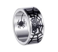 OIDIMS 10 mm in acciaio inox ragnatela anello punk gotico fascia per uomo donna nocca dito medio anello Halloween hip hop gioielli cool biker dichiarazione moda cocktail party accessorio, 10 mm