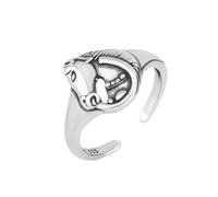 OIDIMS Anelli aperti vintage a forma di testa di cavallo, stile punk, regolabile, estensibile, per nocche, amuleto, gioielli unici, buona fortuna, Natale, San Valentino, festa della mamma, regali per