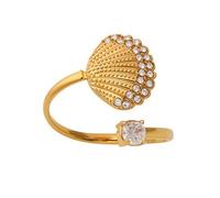 OIDIMS Anello aperto regolabile da donna in acciaio inossidabile con cristalli di zirconia cubica anello impilabile delicato anello nuziale estivo spiaggia oceano gioielli comfort fit nocche anello