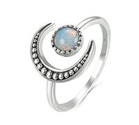 Oidims Anello Eternity da donna con pietra di luna crescente, sottile, stile minimalista, impilabile, aperto, regolabile, espandibile, per migliore amica, compleanno, Natale, in metallo, senza pietre