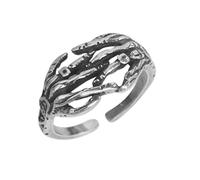 OIDIMS Anello vintage gotico con teschio regolabile espandibile fascia ossidata punk scheletro anello aperto a mano per donne uomini artigli del diavolo anelli coda di mignolo gioielli unisex gioielli