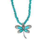 OIDIMS Collana con ciondolo a forma di libellula turchese da donna bohémien vintage turchese perline collane girocollo girocollo country concerto cowgirl cowboy chic abiti accessori fatti a mano