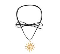 OIDIMS Collana con ciondolo a forma di sole a spirale vintage boho sunburst girocollo da donna regolabile in velluto nero catena celeste gioielli moda sole collana delicata gotica gioielli da sposa