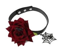 OIDIMS Collana girocollo a forma di ragno rosa per donna collana di Halloween gioielli da donna gotico scuro sexy fiore collana gotica Lolita clavicola catena clavicola punk