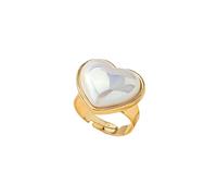 OIDIMS Elegante anello regolabile con perla a forma di cuore, per donne, delicato, fidanzamento, promessa, amore, espandibile, semplice, aperto, dito, matrimonio, impilabile, vestibilità comoda, alla