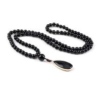 OIDIO Collana di Ossidiana Nera per Uomo onice Nero Naturale 108 Collana Lunga con Pendente di Perle di Mala Gioielli da Preghiera Buddista da Donna