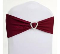 OIFAODAO, 10 Pezzi 50 Fiocco for Sedia Elasticizzato con Fibbia a Cuore Elastico in Spandex for da Matrimonio,Fasce per sedie(Burgundy,10 PCS)