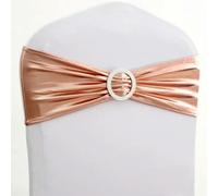 OIFAODAO, 10 pz/50 pz Metallico Oro Argento Stretch Spandex Sedia Telaio Fascia Elastica da Sposa Papillon for Hotel Decorazione Banchetto,Fasce per sedie(Rose Gold,10 PCS)