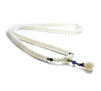 OIFAODAO, 108 Bracciale Bodhi in Giada Bianca Collana con Perline di Preghiera Buddha multicerchio con Pendente in Magnolia for la meditazioneYoga,Perline Bodhi