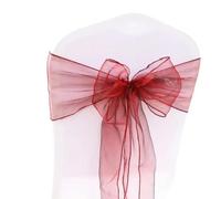 OIFAODAO, 25 Pezzi/Set Fodera for Sedia in Tessuto Tull di Organza Trasparente, Fascia for Fiocco, Decorazione for Banchetti for Feste Nozze,Fasce per sedie(Burgundy)