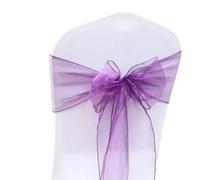 OIFAODAO, 25 Pezzi/Set Fodera for Sedia in Tessuto Tull di Organza Trasparente, Fascia for Fiocco, Decorazione for Banchetti for Feste Nozze,Fasce per sedie(Purple)