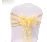 OIFAODAO, 25 Pezzi/Set Fodera for Sedia in Tessuto Tull di Organza Trasparente, Fascia for Fiocco, Decorazione for Banchetti for Feste Nozze,Fasce per sedie(Gold)
