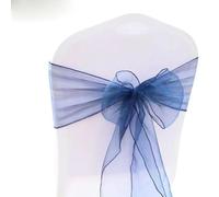 OIFAODAO, 25 Pezzi/Set Fodera for Sedia in Tessuto Tull di Organza Trasparente, Fascia for Fiocco, Decorazione for Banchetti for Feste Nozze,Fasce per sedie(Navy Blue)