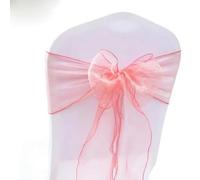 OIFAODAO, 25 Pezzi/Set Fodera for Sedia in Tessuto Tull di Organza Trasparente, Fascia for Fiocco, Decorazione for Banchetti for Feste Nozze,Fasce per sedie(Dark Coral)