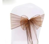 OIFAODAO, 25 Pezzi/Set Fodera for Sedia in Tessuto Tull di Organza Trasparente, Fascia for Fiocco, Decorazione for Banchetti for Feste Nozze,Fasce per sedie(Chocolate)