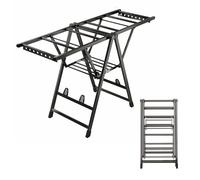 OIFAODAO Appendiabiti estraibile， Stendibiancheria da Terra, Pieghevole a 18 Livelli con Ali di Gabbiano Regolabili in Altezza(Upgraded,140cm black)