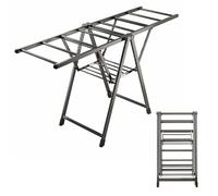 OIFAODAO Appendiabiti estraibile， Stendibiancheria da Terra, Pieghevole a 18 Livelli con Ali di Gabbiano Regolabili in Altezza(Basic,130cm silver)