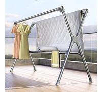 OIFAODAO Appendiabiti estraibile， Stendibiancheria pieghevole, stendibiancheria, doppio palo(120cm)