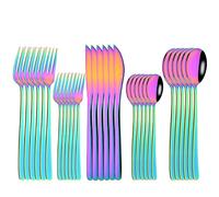 OIFAODAO Assemblaggio da tavola, Set di Posate in Argento, Set da 30 Pezzi, Coltello, forchetta, Cucchiaio Dessert, cucchiaino tè, Lavabili in lavastoviglie, stoviglie Cucina, Rosa(Rainbow)