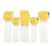 OIFAODAO Assemblaggio da tavola, Set di Posate in Argento, Set da 30 Pezzi, Coltello, forchetta, Cucchiaio Dessert, cucchiaino tè, Lavabili in lavastoviglie, stoviglie Cucina, Rosa(White Gold)