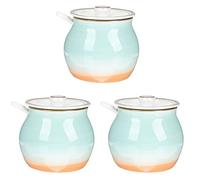 OIFAODAO, Barattolo di zucchero da 3 pezzi con vaso for condimenti cucchiaio coperchio Zuccheriera e Cucchiaio for barattolo spezie in ceramica, sale ，Barattoli per condimenti