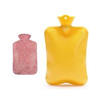 OIFAODAO, Borse dell'Acqua Calda Borsa in Gomma Ideale for alleviare Il Dolore e Fredda da 2 Litri con Copertura in Maglia for Adulti o Bambini,Borsa dell'Acqua Calda(Geel)