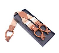 OIFAODAO， Bretelle Vintage for Camicie da Uomo Pantaloni Bottoni rifiniti in Pelle estremità a Y Posteriori Elastici Regolabili Bretelle Cinturini Cinture Accessori,Bretelle da Uomo(Khaki)