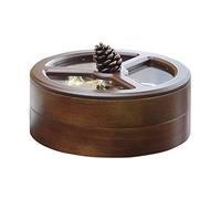 OIFAODAO, Ciotola di frutta Piatto da tavolo, Creativo Americano Home Candy Box con coperchio in legno Pigna Rotondo a doppio strato Girevole Contenitore caramelle,Vassoio della frutta