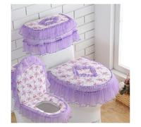 OIFAODAO, Cuscino for Sedile WC, Set da 3 Pezzi Set di copriwater for Copriwater e copriserbatoi con Fiori in Pizzo Cuscini for Cuscini for Coperchio for Serbatoio,Cuscino per Sedile WC(Purple)
