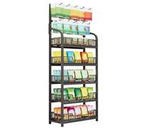 OIFAODAO, Espositore for snack nero in piedi, espositore commerciale for supermercato/minimarket/soggiorno/camera da letto/cucina, grande capacità,Scaffale per l'esposizione delle merci(60x27x166cm)