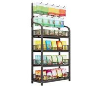 OIFAODAO, Espositore for snack nero in piedi, espositore commerciale for supermercato/minimarket/soggiorno/camera da letto/cucina, grande capacità,Scaffale per l'esposizione delle merci(60x27x146cm)