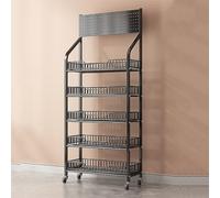 OIFAODAO, Espositore for supermercato a 4/5 livelli in acciaio al carbonio, scaffale for snack for camera/cucina/ufficio,Scaffale per l'esposizione delle merci(Black,5 Tier 60x27x165cm)