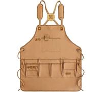 OIFAODAO, Grembiule for attrezzi, grembiule da lavoro, lungo, con tasche multiple, for uomo e donna,Grembiuli da lavoro(Bruin)