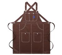 OIFAODAO Grembiuli da lavoro, Grembiule da cuoco, grembiule incrociato sulla schiena for uomo e donna con cinghie tasche, cucina, casa, nero(Brown)