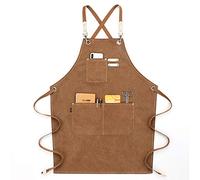 OIFAODAO, Grembiuli da uomo, Grembiule resistente for la lavorazione del legno, lavoro in tela cerata con tasche, for attrezzi, di sicurezza regolabili,Grembiuli da lavoro(Khaki)