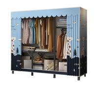 OIFAODAO, Guardaroba in tessuto,Armadi in stoffa for camera da letto, con asta appendiabiti,Armadio semplice,Organizzatore per,Scarpe,Borse,Soggiorno,Camera ，Armadio portatile(Blue,150x45x168cm)