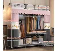 OIFAODAO, Guardaroba in tessuto,Armadi in stoffa for camera da letto, con asta appendiabiti,Armadio semplice,Organizzatore per,Scarpe,Borse,Soggiorno,Camera ，Armadio portatile(Pink,150x45x168cm)