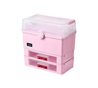 OIFAODAO, Kit di Pronto Soccorso Cassetta in plastica Maniglia Portatile for Uso Domestico Cassetto a Scala Multistrato Medica Scatola immagazzinamento medicinali,Kit di Pronto Soccorso(Pink,2)