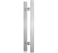 OIFAODAO, Maniglie for porta con barra a T a tubo quadrato in acciaio inossidabile argento, maniglia for della doccia scorrevole for del fienile in legno ，Porta di vetro.(80 x 50cm)