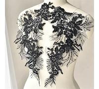 OIFAODAO, Patch di Fiori Ricamati con Paillettes Fatti a Mano Fai da Te Applique Abito da Sposa Accessori di Abbigliamento Toppa in Pizzo,Toppe da Cucire(Black)