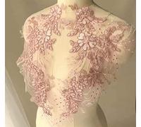 OIFAODAO, Patch di Fiori Ricamati con Paillettes Fatti a Mano Fai da Te Applique Abito da Sposa Accessori di Abbigliamento Toppa in Pizzo,Toppe da Cucire(Beige)