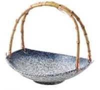 OIFAODAO, Piatto in ceramica Cestino a mano da dessert con manico sushi Stoviglie creative frutta, snack, Ciotola decorativa-B,Vassoio della frutta