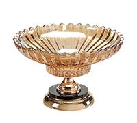 OIFAODAO, Piccola ciotola in cristallo di ceramica Piedistalli in metallo a forma fiore Ciotola centrotavola decorativo Piatto da portata for frutta secca, noci, caramelle, snack,Ciotola per frutta