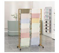 OIFAODAO, Portasciarpe con ruote, espositore for asciugamani da negozio, portapantaloni autoportante in metallo, ripiano for carte regalo,Scaffale per l'esposizione delle merci(Gold,120x40x145cm)